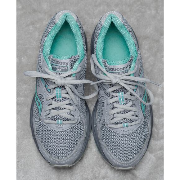 Saucony Cohesion 10 Gray Green Running Shoes Sneakers Womens Size 8 - Picture 8 of 16